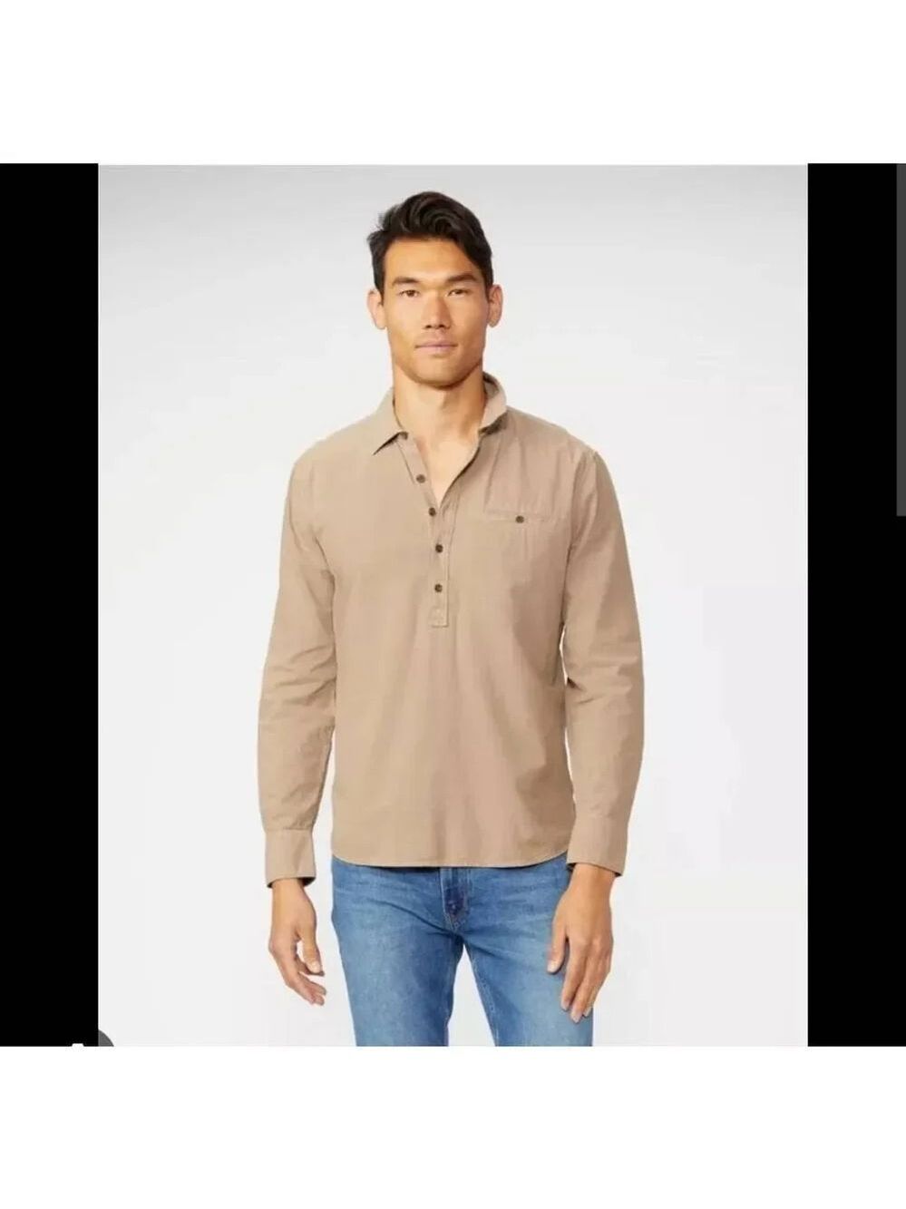 PAIGE RORY REGULAR-FIT COTTON SHIRT IN BEIGE ASH SZ XXL